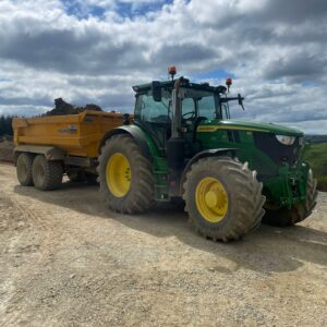Tractor with Water Suppression Unit, Dump Trailer and flat bed Trailer